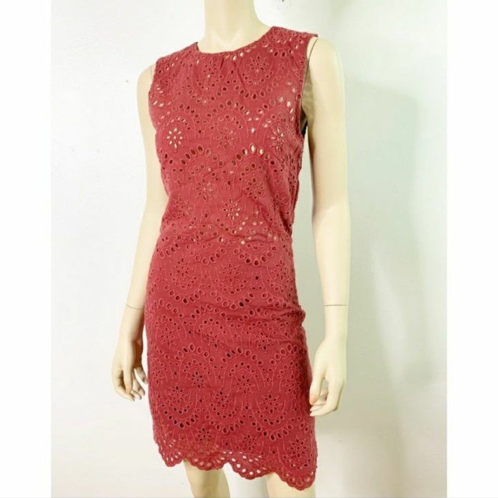 Mango Mauve Eyelet Pencil Dress
